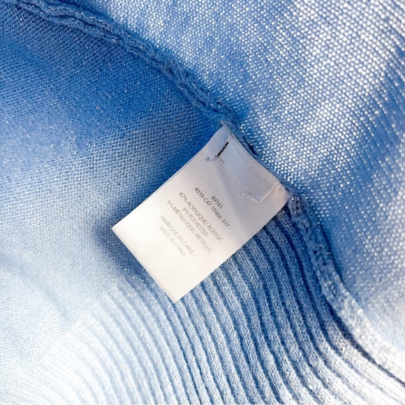 Laura Petites Long Sleeve Light Blue Sweater with Silver Sparkle and Rhinestones - Picture 3 of 9